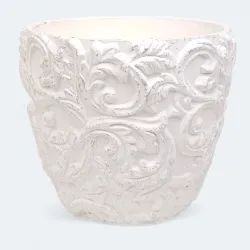 Donica ornament okrągła biała ce CACD-130-10818-24
